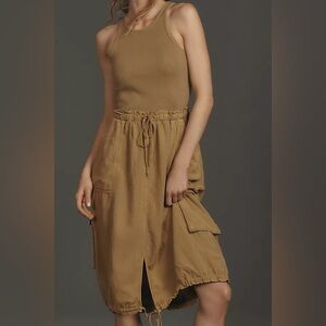 Daily Practice by Anthropologie Be Bold Racerback Twofer Dress in Honey Sz Small